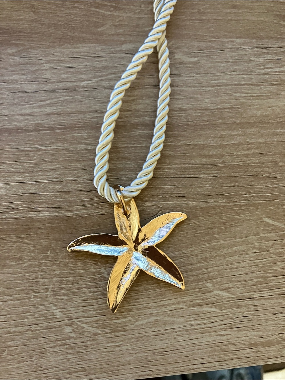 Altar'd State Gold Starfish Pendant on Cream Rope Necklace - Picture 4 of 4